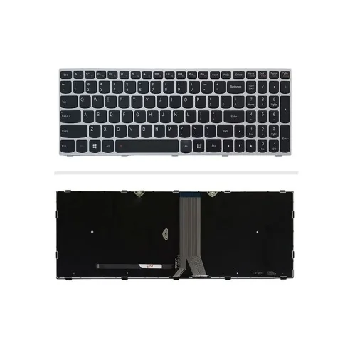 کیبورد لپ‌تاپ لنوو G50-75 (IdeaPad | با بکلایت | با فریم نقره ای)