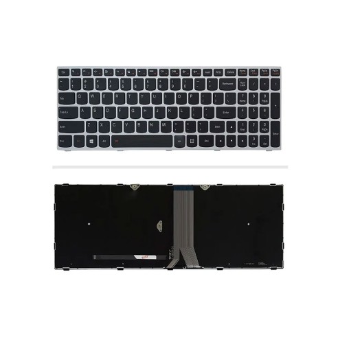 کیبورد لپ‌تاپ لنوو Z70-80 (IdeaPad | با بکلایت | با فریم نقره ای)
