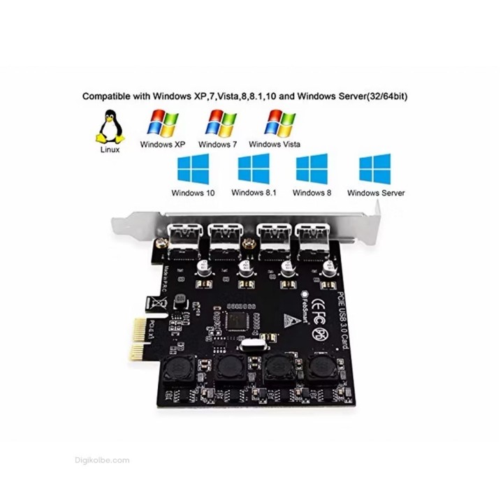 کارت USB 3.0 به PCI-Express فِب‌اسمارت (4 پورت)