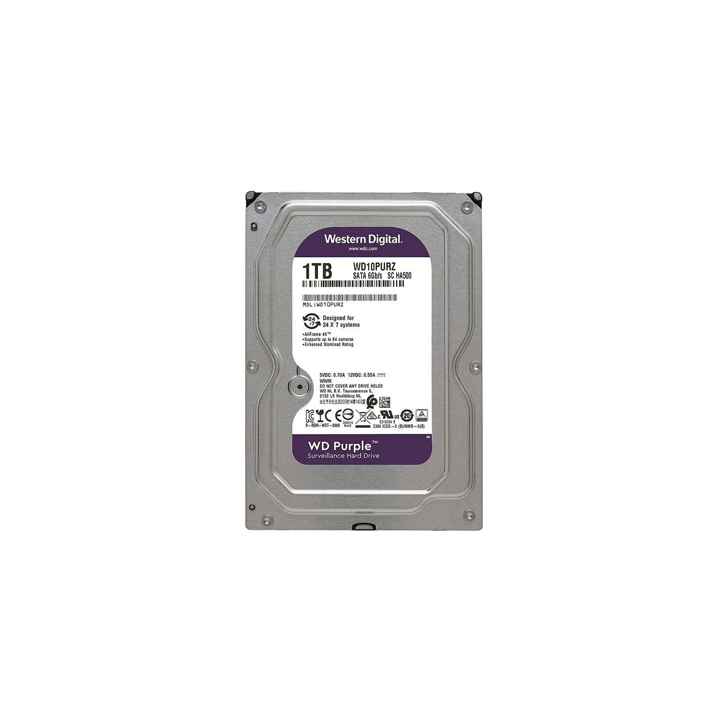 هارد دیسک اینترنال وسترن دیجیتال Purple WD10(ظرفیت 1 ترابایت)