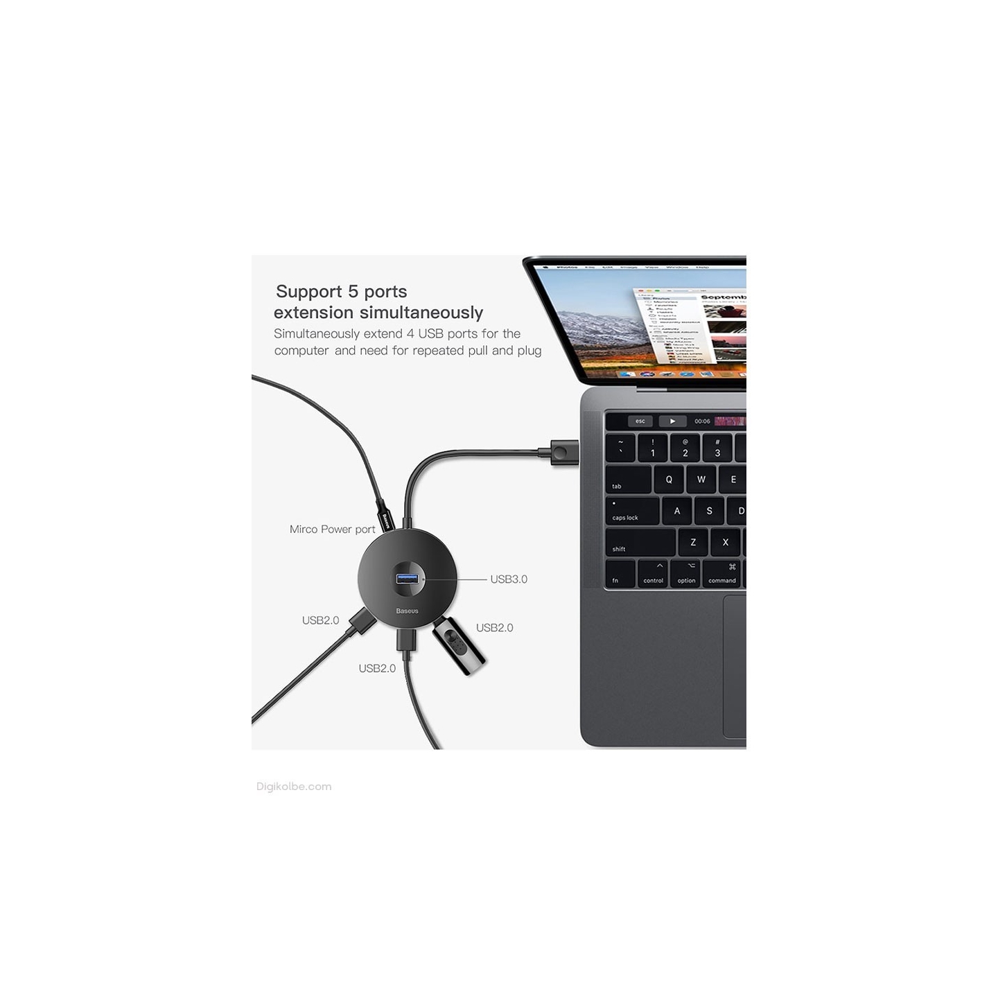 هاب USB-C باسئوس CHUB-G02 ( 4 پورت )