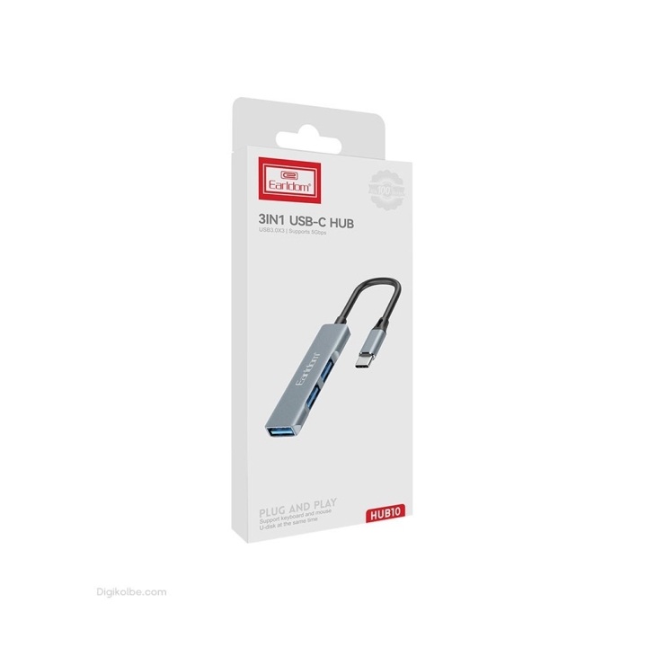 هاب USB-C ارلدام HUB10 ( 3 پورت )  – گسترش اتصالات با طراحی جمع و جور