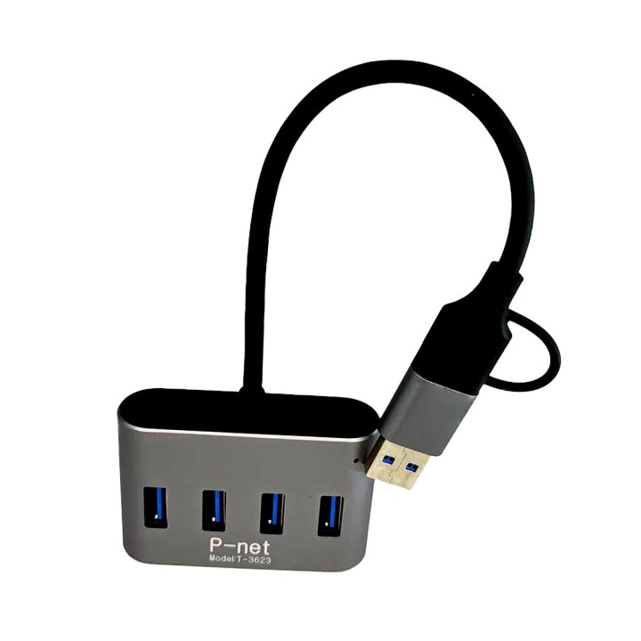 هاب USB.3 و USB-C پی‌نت P-3623 (4پورت)