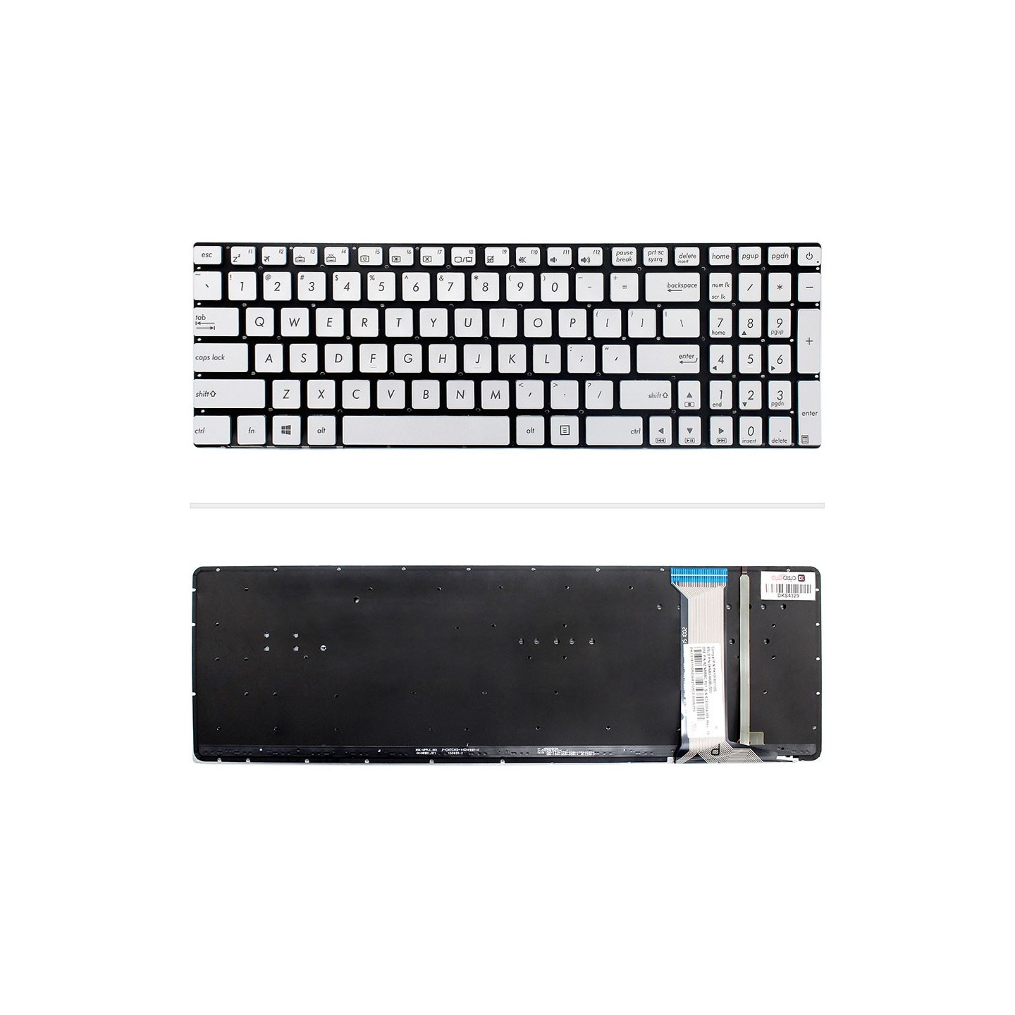 کیبورد لپ‌تاپ ایسوس N552 ( VivoBook | بدون فریم | با بکلایت)