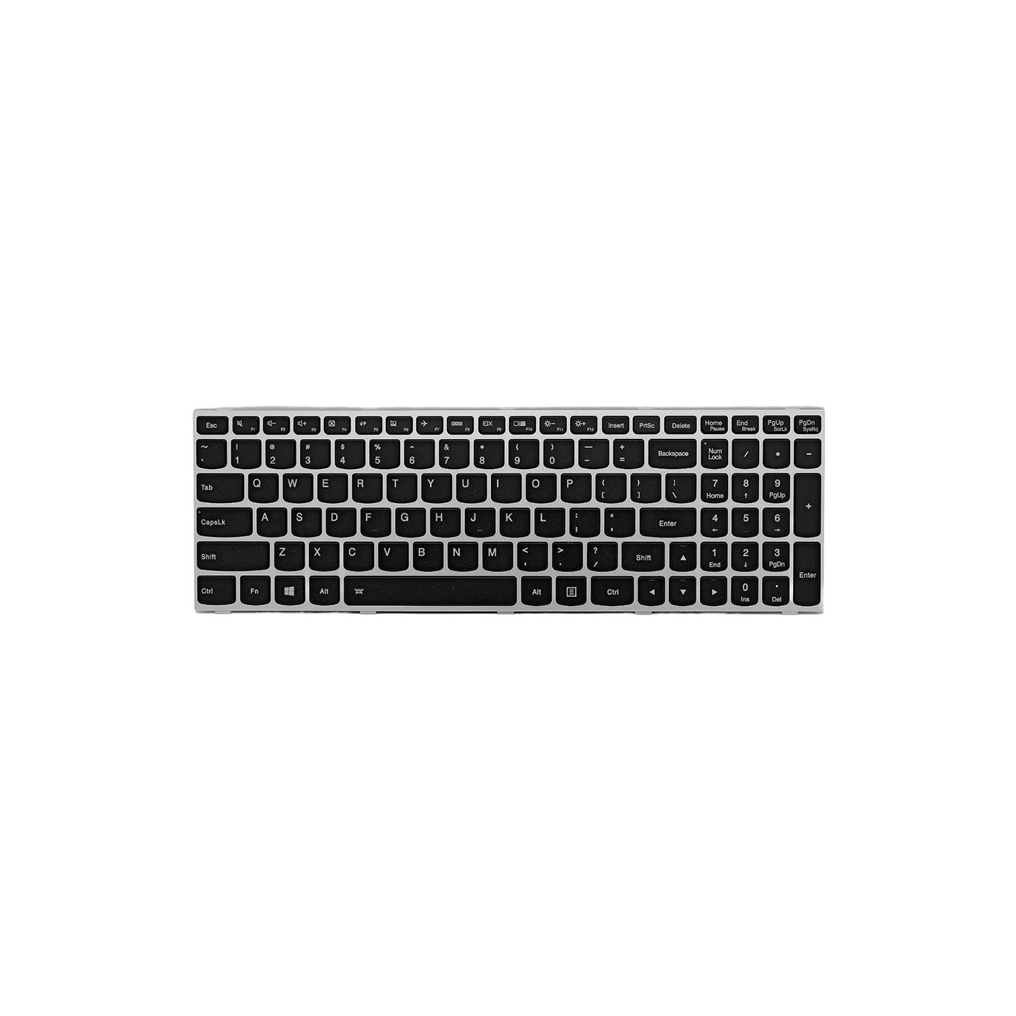 کیبورد لپ‌تاپ لنوو G50-70 (IdeaPad | با بکلایت | با فریم نقره ای)