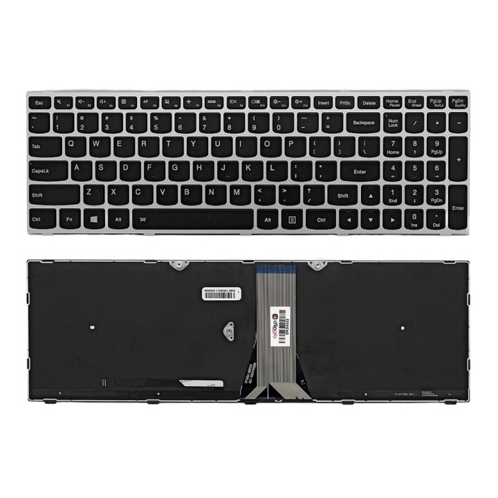 کیبورد لپ‌تاپ لنوو G50-70 (IdeaPad | با بکلایت | با فریم نقره ای)