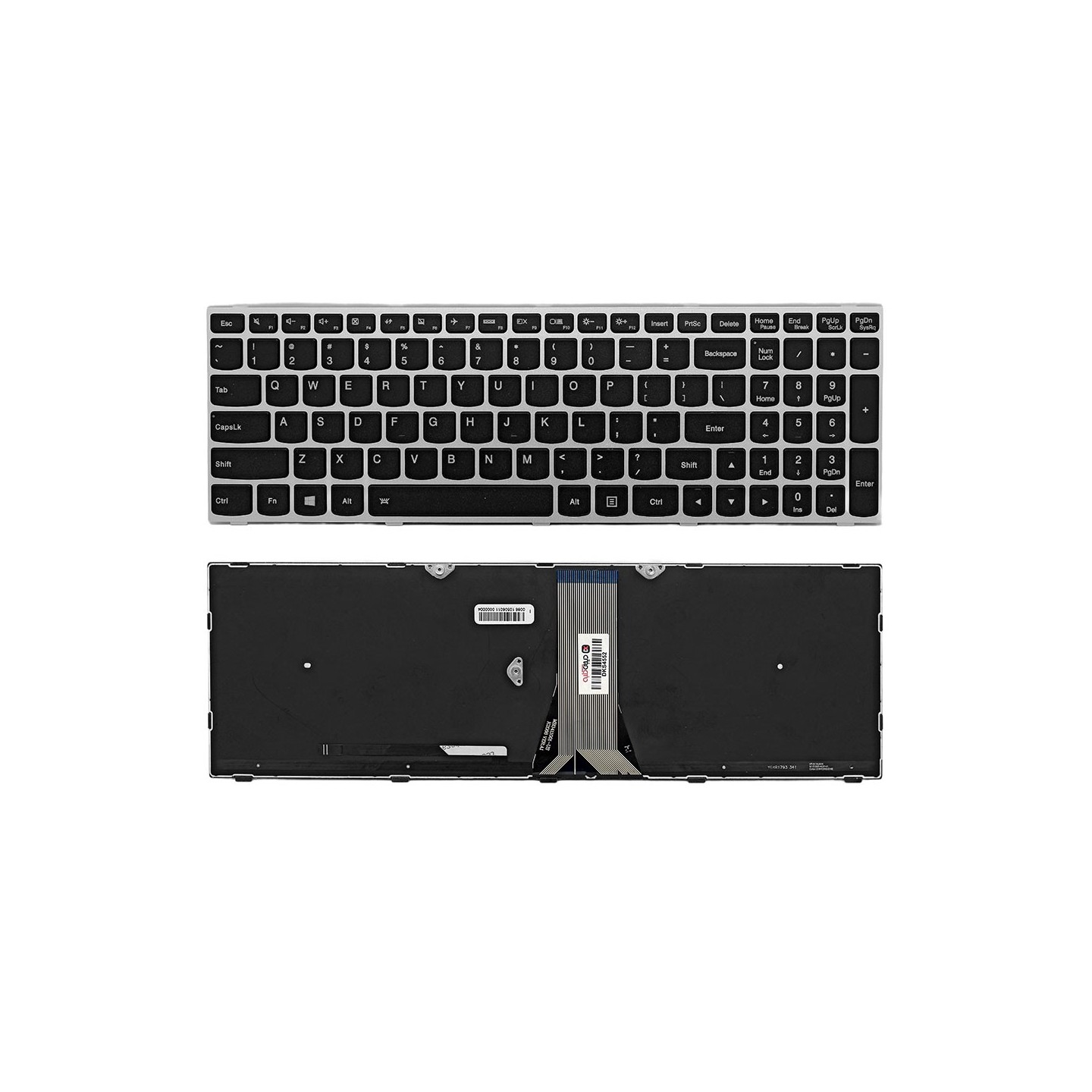کیبورد لپ‌تاپ لنوو G50-70 (IdeaPad | با بکلایت | با فریم نقره ای)