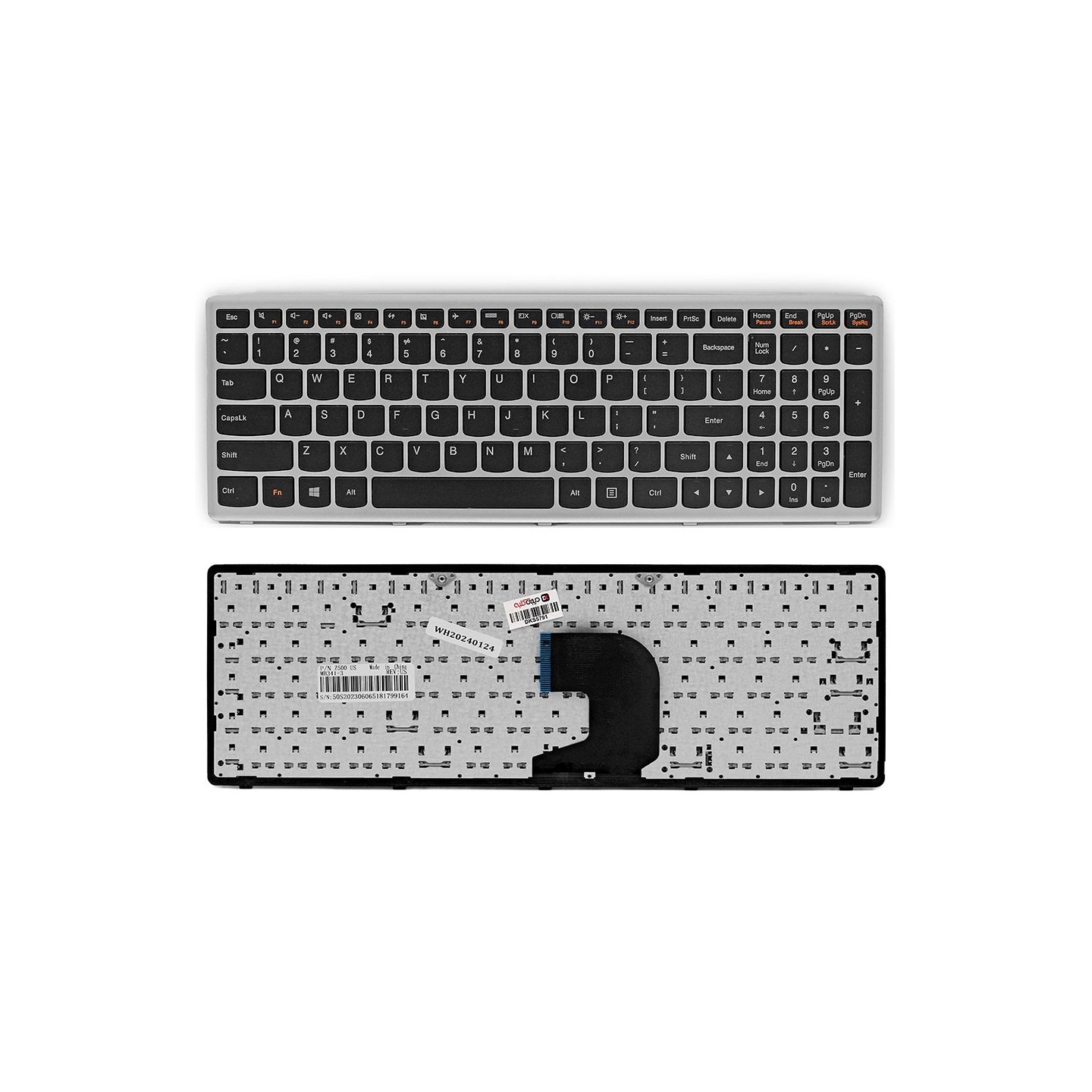کیبورد لپ‌تاپ لنوو Z500 (IdeaPad | بافریم نقره ای)