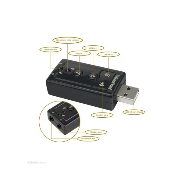 تبدیل کارت صدا ولوم دار ( 7.1 USB ) تبدیل کارت صدا ولوم دار ( 7.1 USB )