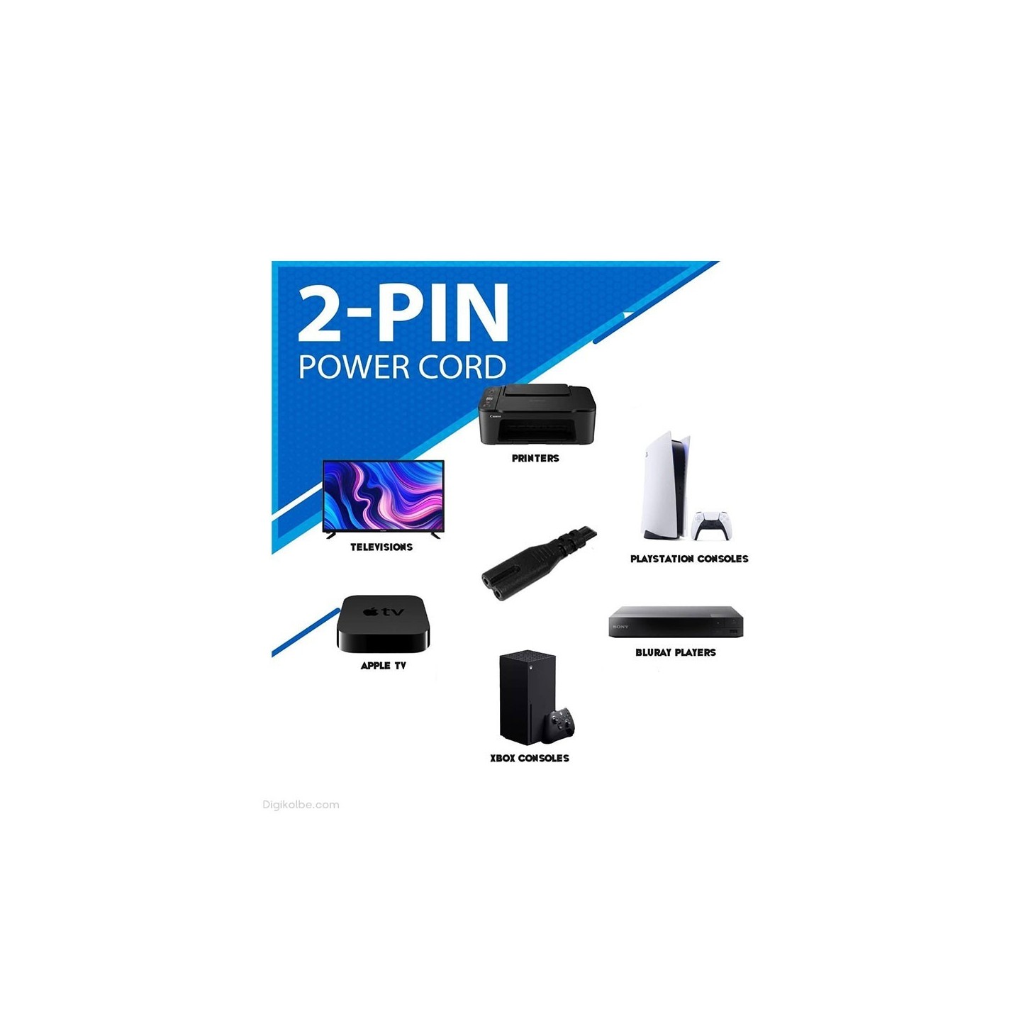 کابل برق 2 پین طول 2 متر